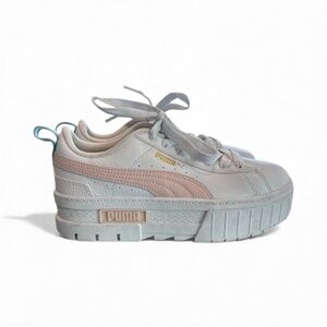PUMA Mayze Lth Jr Sneakers White Chalk Pink Girls Size 5C